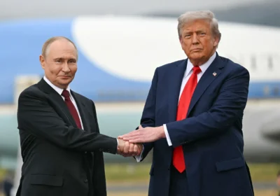 Trump Putin Alaska summit handshake August 2025