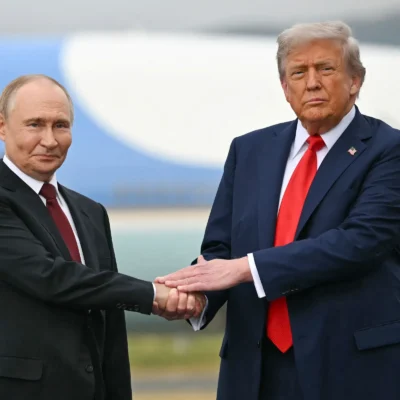 Trump Putin Alaska summit handshake August 2025