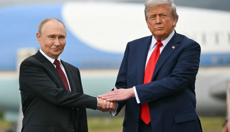 Trump Putin Alaska summit handshake August 2025